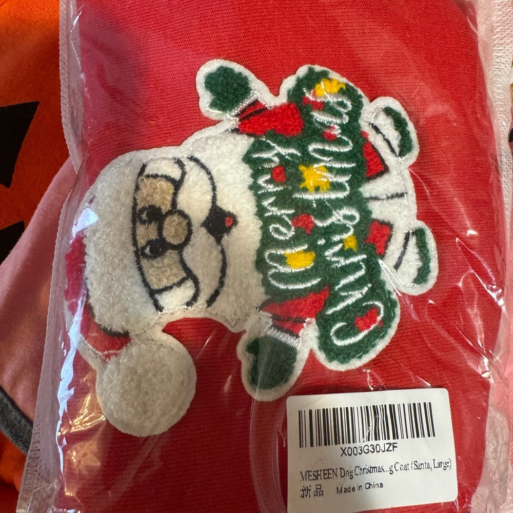 Red Christmas Dog Sweater with Santa Design